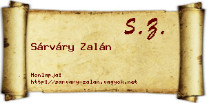 Sárváry Zalán névjegykártya